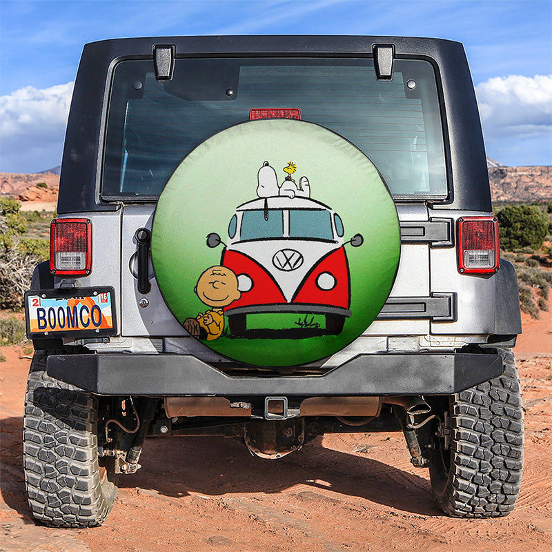 Snoopy Green Hippie Car Spare Tire Covers Gift For Campers Nearkii