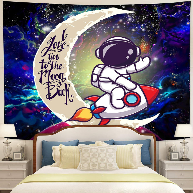 Astronaut Chibi Moon And Back Galaxy Tapestry Room Decor Nearkii