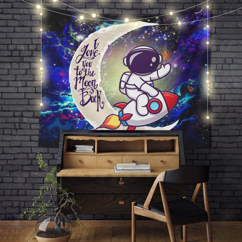 Astronaut Chibi Moon And Back Galaxy Tapestry Room Decor Nearkii