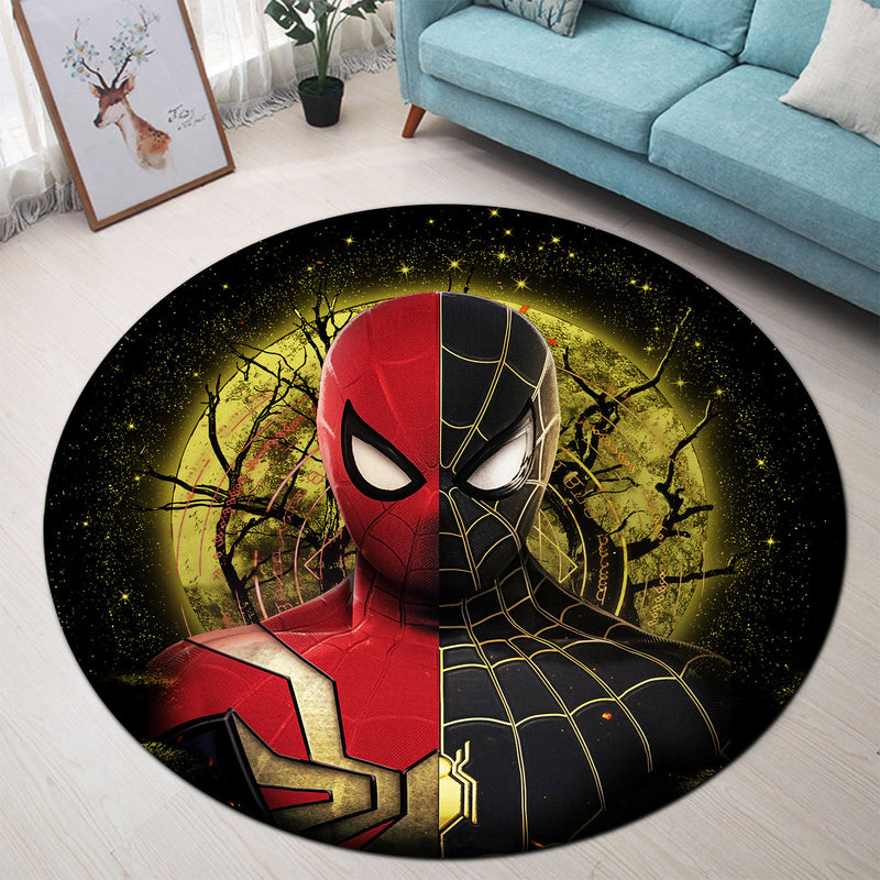 Spider Man Black Suit No Way Home 2 Moonlight Round Carpet Rug Bedroom Livingroom Home Decor Nearkii