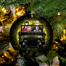 Spy x Family Yor And Anya Ride Jeep Moonlight Halloween Funny Mica Circle Ornament Perfect Gift For Holiday Nearkii