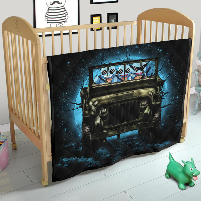 Squirtle Gangster Pokemon Funny Moonlight Halloween Quilt Blanket Nearkii