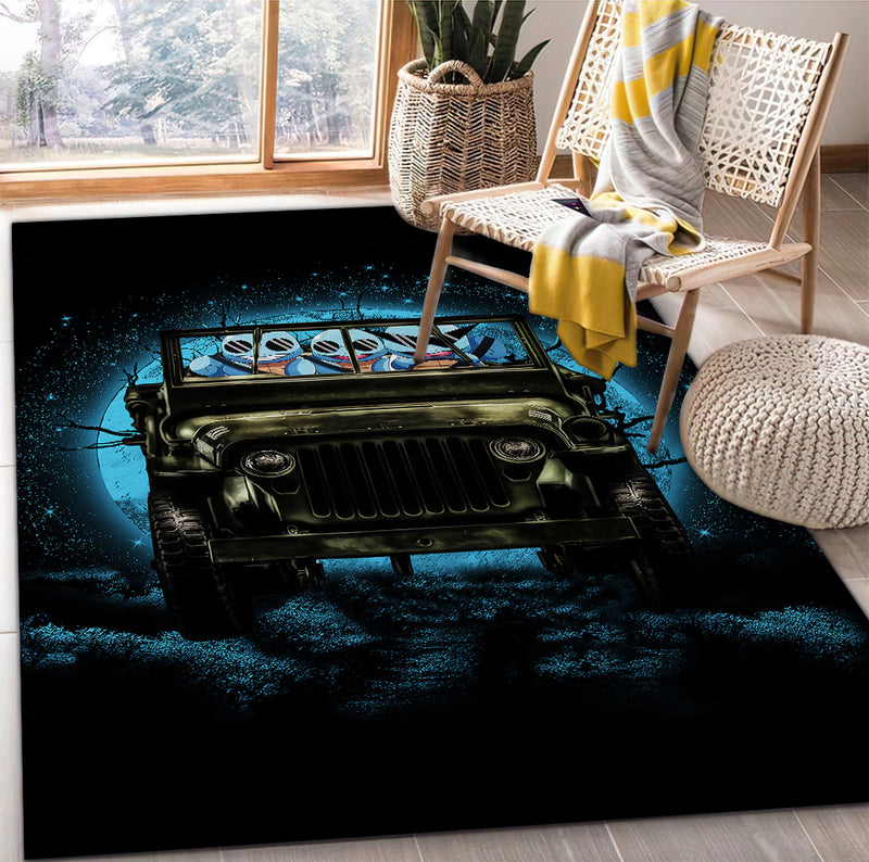 Squirtle Gangster Pokemon Ride Jeep Funny Anime Moonlight Rug Carpet Rug Home Room Decor Nearkii