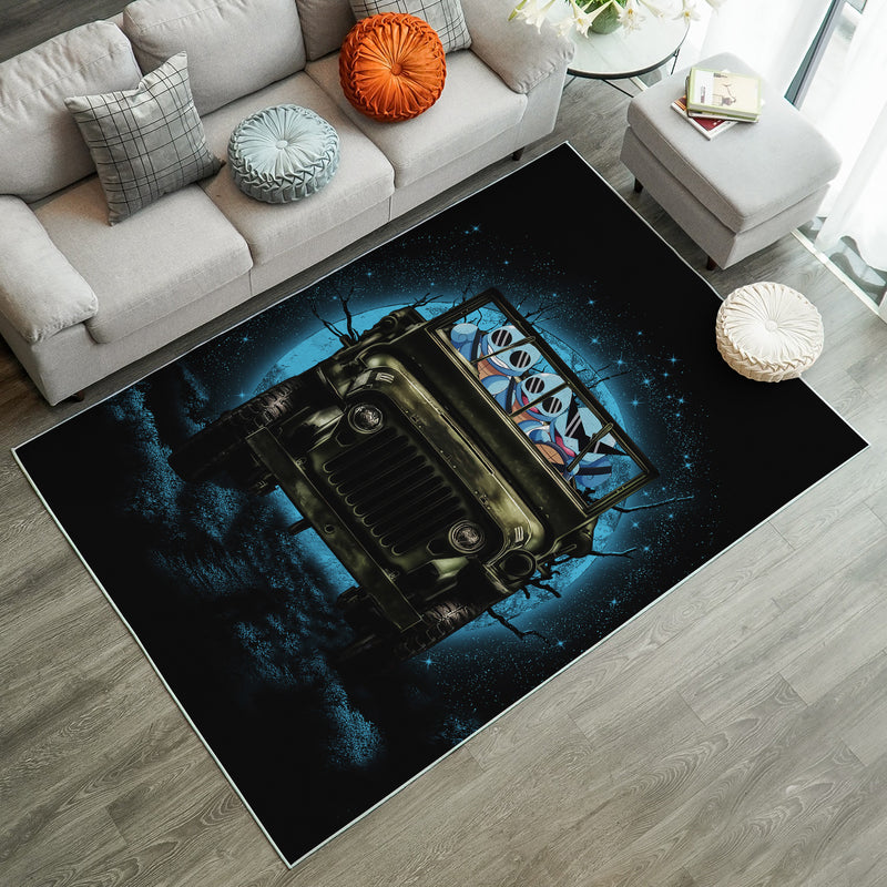 Squirtle Gangster Pokemon Ride Jeep Funny Anime Moonlight Rug Carpet Rug Home Room Decor Nearkii