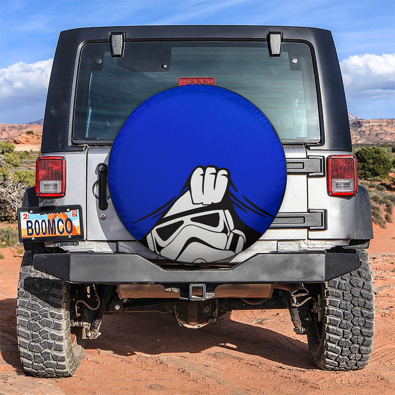 Stormtrooper Peek A Boo Funny Blue Jeep Car Spare Tire Covers Gift For Campers Nearkii