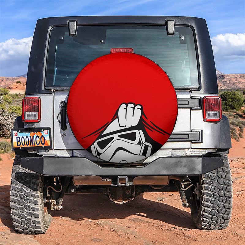 Stormtrooper Peek A Boo Funny Red Jeep Car Spare Tire Covers Gift For Campers Nearkii