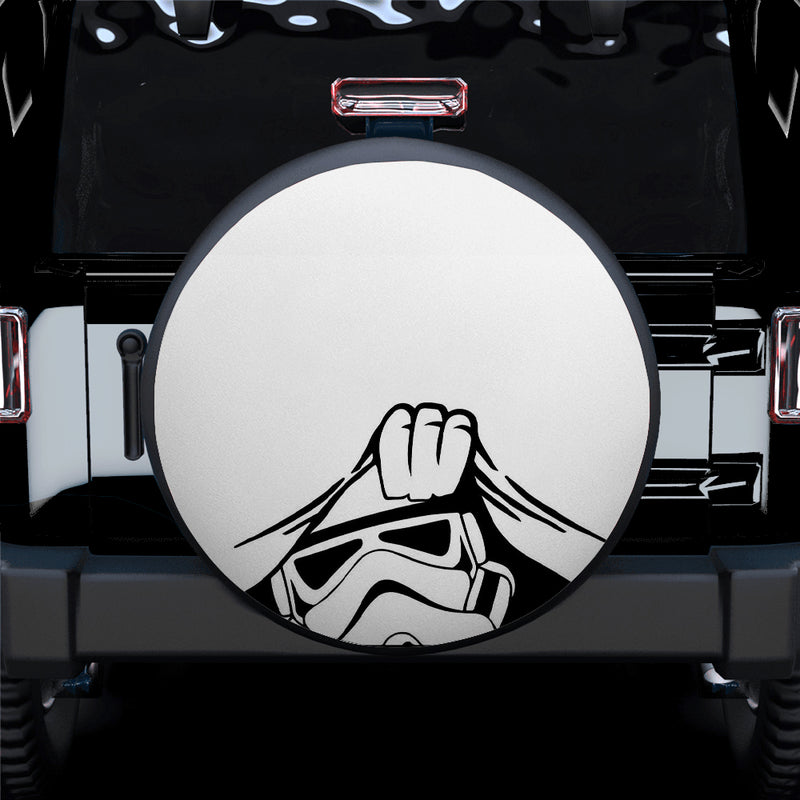 Stormtrooper Peeping Peek A Boo Funny White Jeep Car Spare Tire Covers Gift For Campers Nearkii
