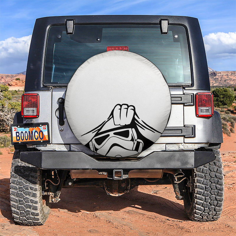 Stormtrooper Peeping Peek A Boo Funny White Jeep Car Spare Tire Covers Gift For Campers Nearkii