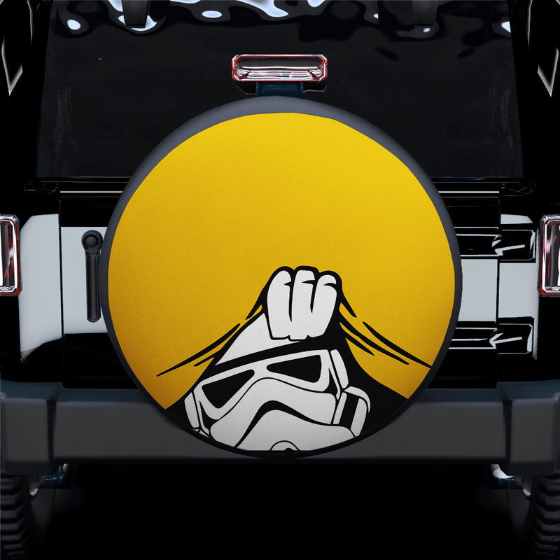Stormtrooper Peek A Boo Funny Yellow Jeep Car Spare Tire Covers Gift For Campers Nearkii