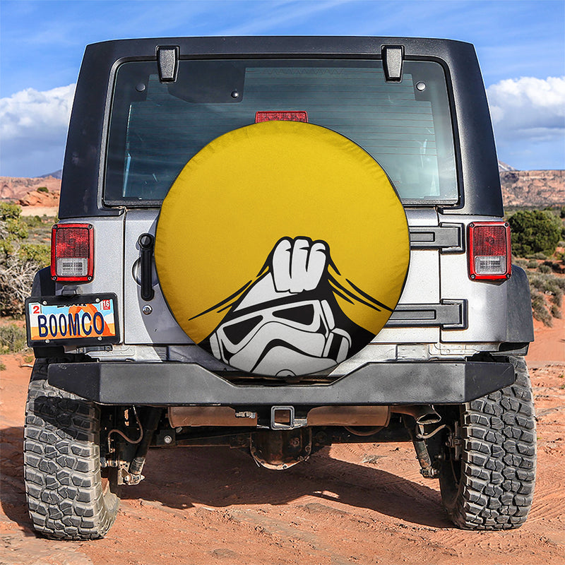 Stormtrooper Peek A Boo Funny Yellow Jeep Car Spare Tire Covers Gift For Campers Nearkii