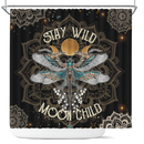 Stay Wild Moon Child Dragonfly Mandala Shower Curtain Nearkii