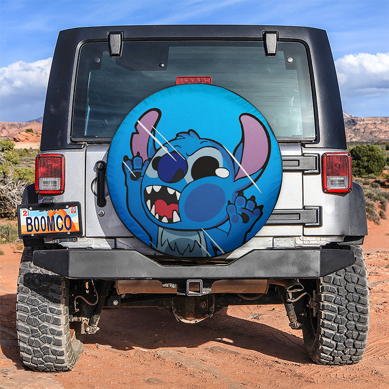 Stitch Funny Hitting Glass Car Spare Tire Covers Gift For Campers Nearkii