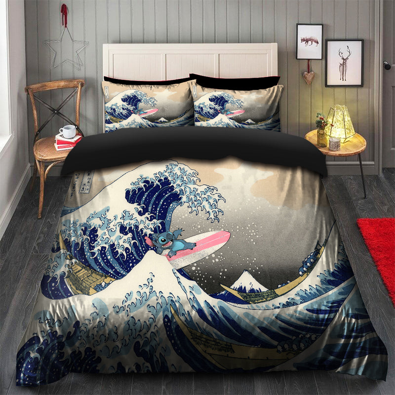 Stitch The Great Wave Japan Bedding Set Duvet Cover And 2 Pillowcases