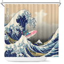 Stitch The Great Wave Japan Shower Curtain