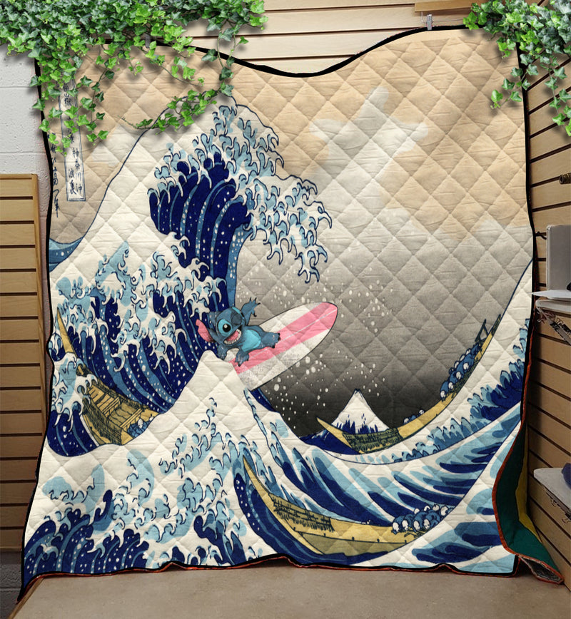 Stitch The Great Wave Japan Quilt Blanket