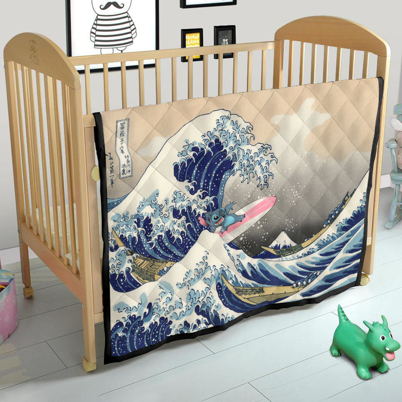 Stitch The Great Wave Japan Quilt Blanket