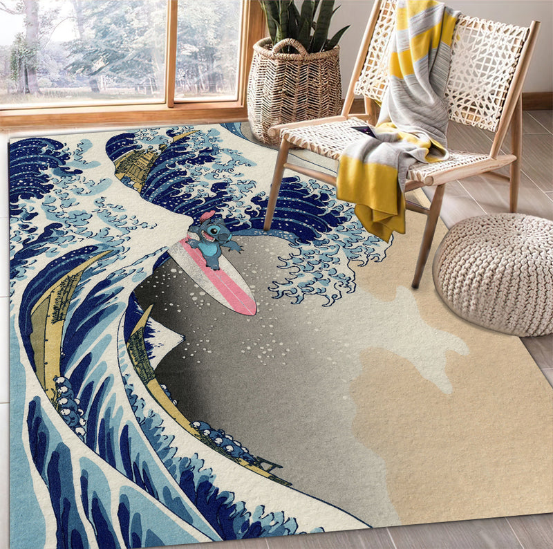 Stitch The Great Wave Japan Carpet Rug Home Room Decor