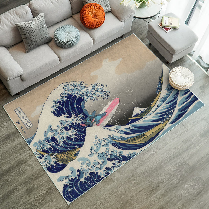 Stitch The Great Wave Japan Carpet Rug Home Room Decor