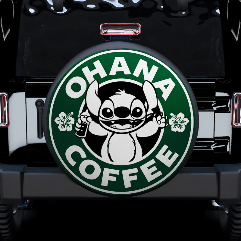 Stitch Ohana Coffee Logo Car Spare Tire Covers Gift For Campers Nearkii