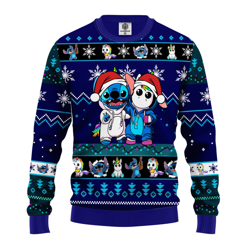 Stitch Unicorn Ugly Christmas Sweater Blue 1 Amazing Gift Idea Thanksgiving Gift Nearkii