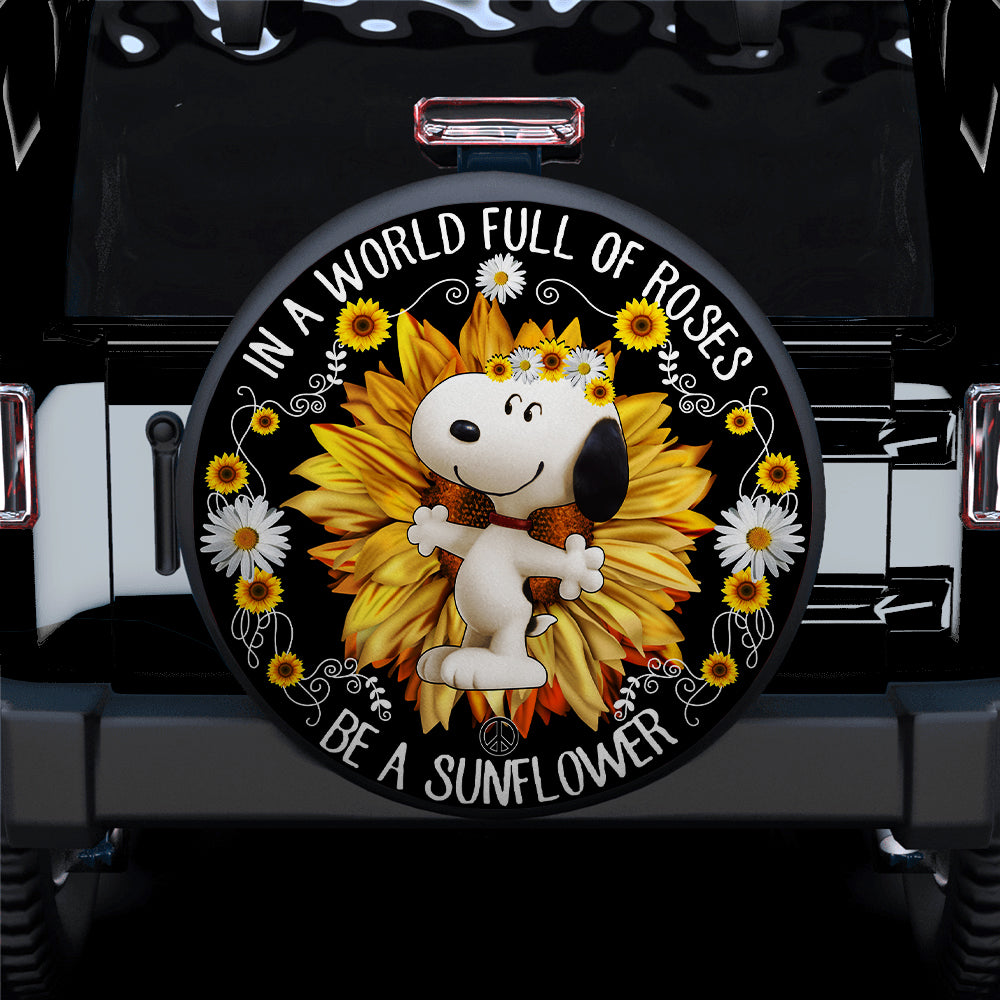 Sunflower Snoopy Car Spare Tire Covers Gift For Campers