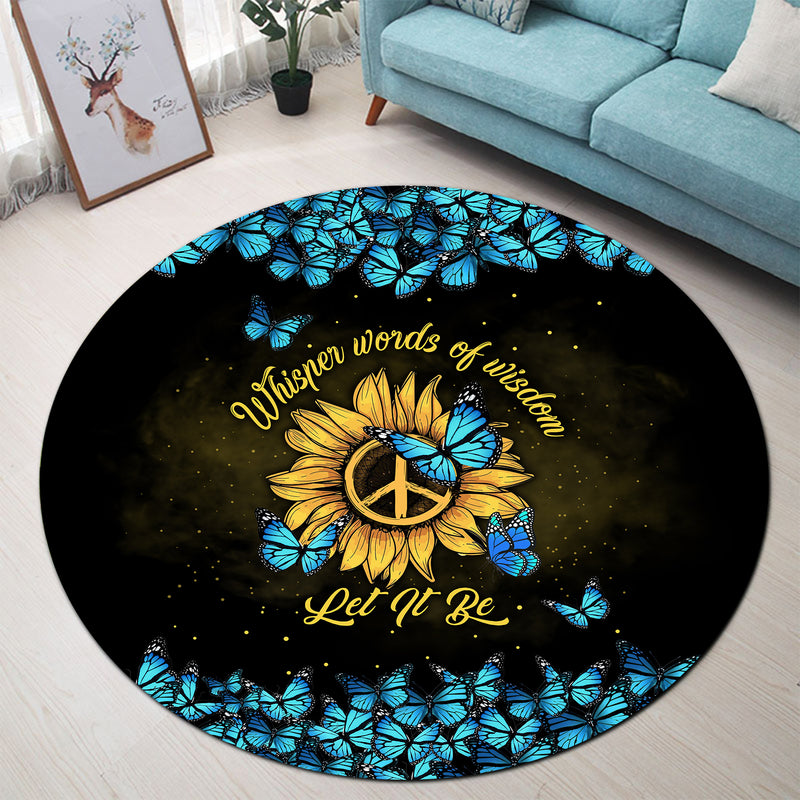 Sunflower Let It Be Butterfly Round Carpet Rug Bedroom Livingroom Home Decor Nearkii