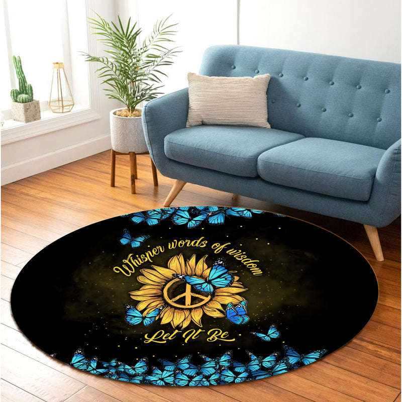 Sunflower Let It Be Butterfly Round Carpet Rug Bedroom Livingroom Home Decor Nearkii