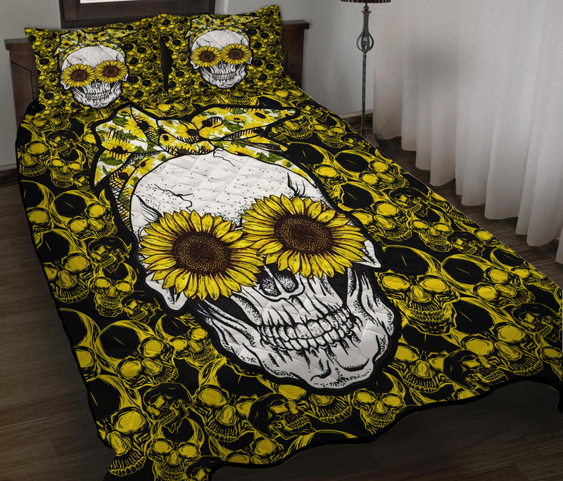 Sunflower Skull Quilt Bed Sets Nearkii