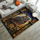 Owl Stained Glass Carpet Rug Home Room Decor Nearkii