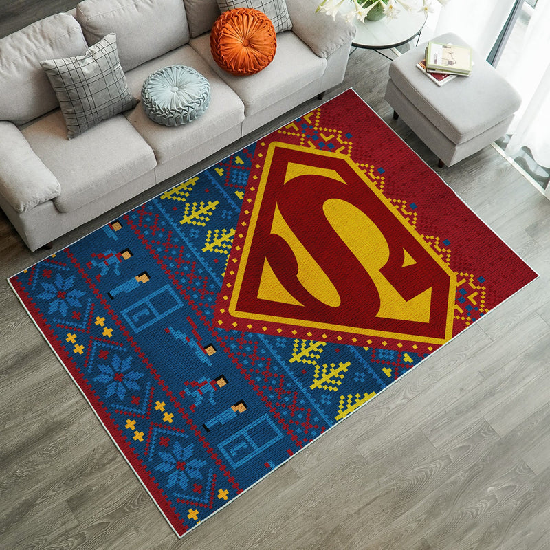 Superman Christmas Rug Carpet Rug Home Room Decor Nearkii