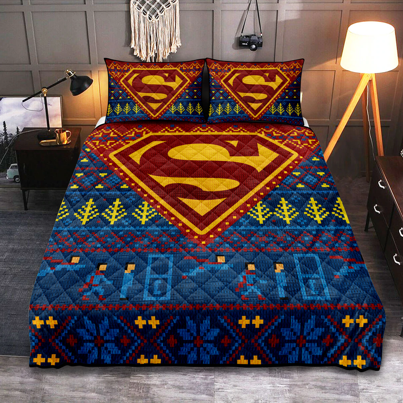 Superman Christmas Quilt Bed Sets Nearkii