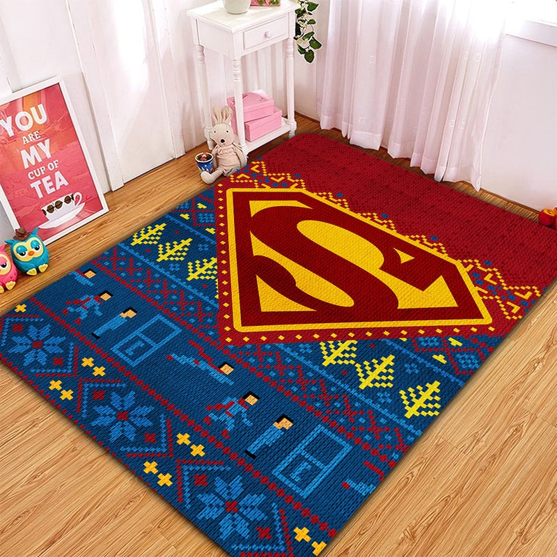 Superman Christmas Rug Carpet Rug Home Room Decor Nearkii