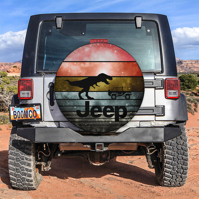 T-rex Vs Jeep Car Spare Tire Covers Gift For Campers Nearkii