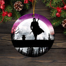 The Mandalorian And Baby Yoda Moon Night Mica Ornament Perfect Gift For Holiday Nearkii