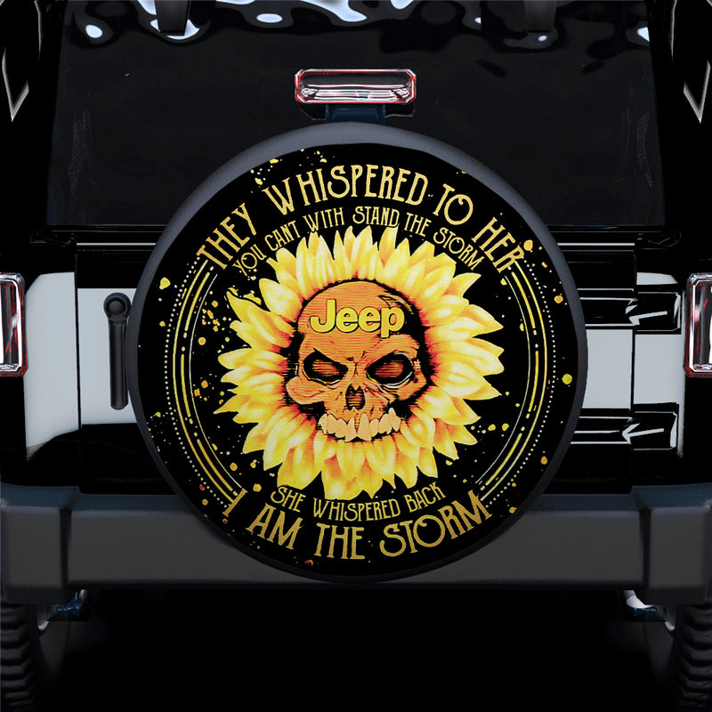 They Whispered To Her Skull Sunflower Jeep Car Spare Tire Covers Gift For Campers Nearkii