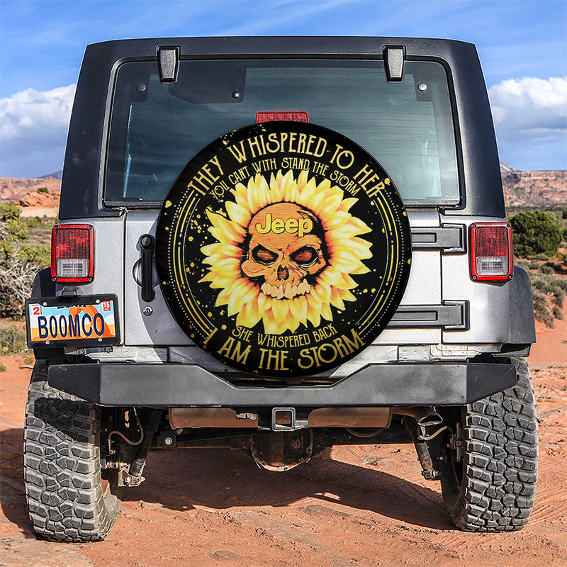 They Whispered To Her Skull Sunflower Jeep Car Spare Tire Covers Gift For Campers Nearkii