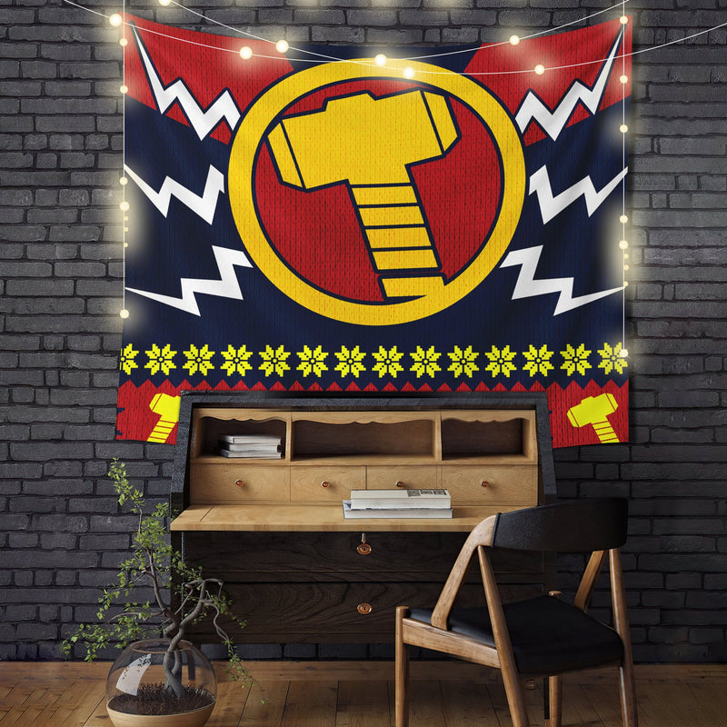 Thor Mjolnir Hammer Christmas Tapestry Room Decor Nearkii