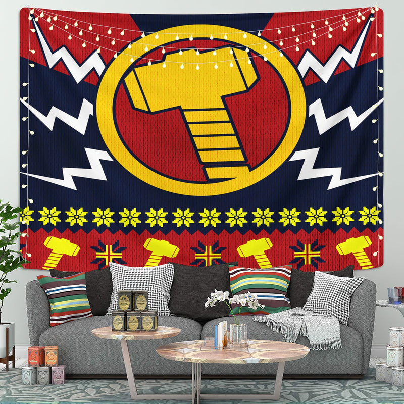 Thor Mjolnir Hammer Christmas Tapestry Room Decor Nearkii