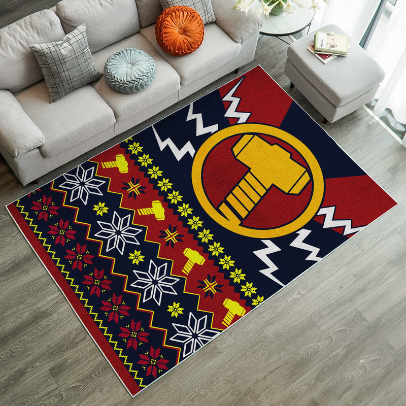 Thor Mjolnir Hammer Christmas Rug Carpet Rug Home Room Decor Nearkii