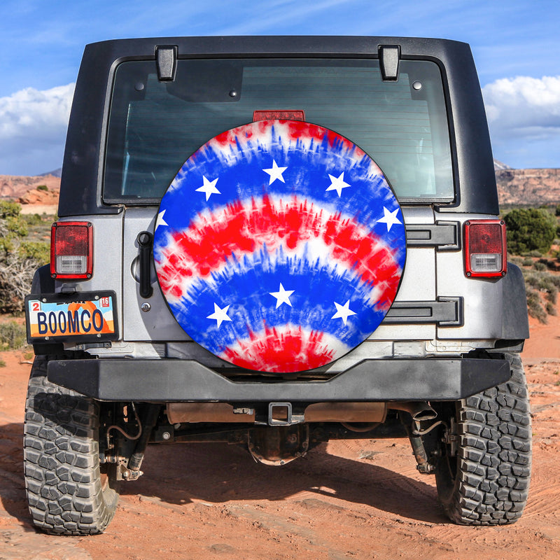 Tie Dye American Flag 1 Spare Tire Cover Gift For Campers Nearkii
