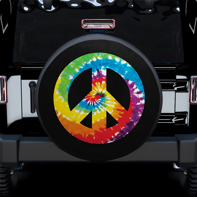 Peace Sign Tie Dye Hippie Love Jeep Car Spare Tire Cover Gift For Campers Nearkii