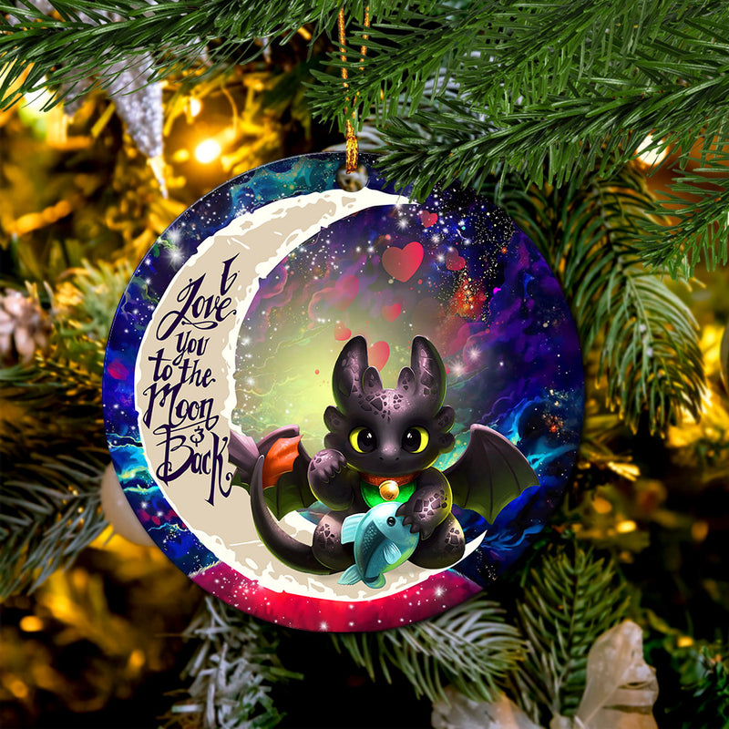 Toothless With Fish Love You To The Moon Galaxy Mica Circle Ornament Perfect Gift For Holiday Nearkii