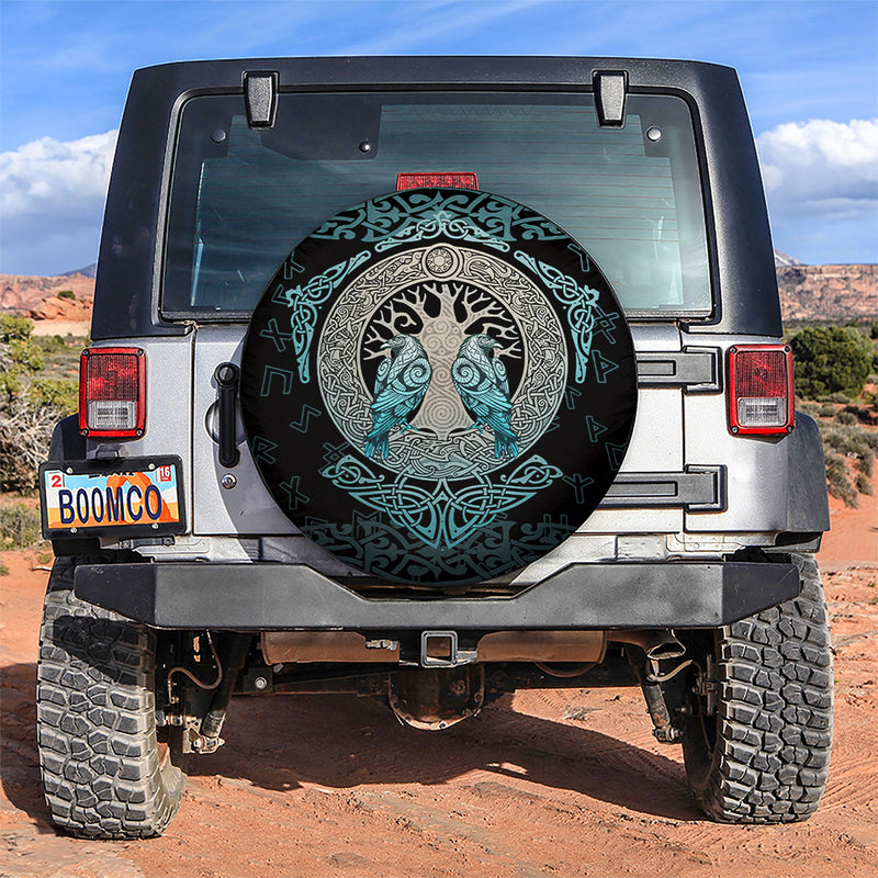 Viking Yggdrasil World Tree Ravens Jeep Car Spare Tire Covers Gift For Campers Nearkii