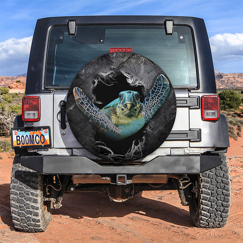 Blue Sea Turtle 3D Car Spare Tire Covers Gift For Campers Nearkii