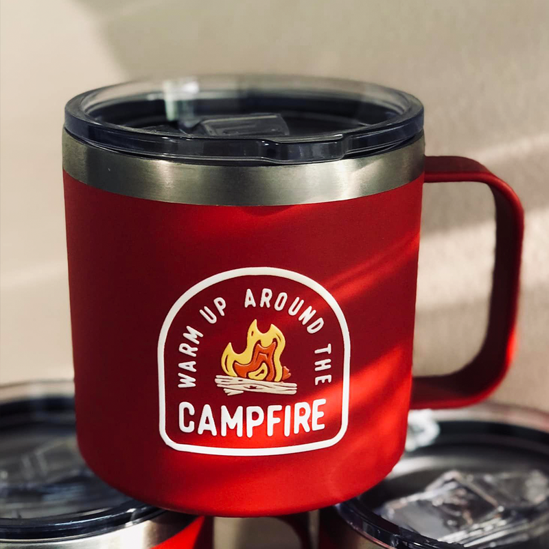 Red Warm Up Around The Campfire Insulated Travel Camping Mug Nearkii