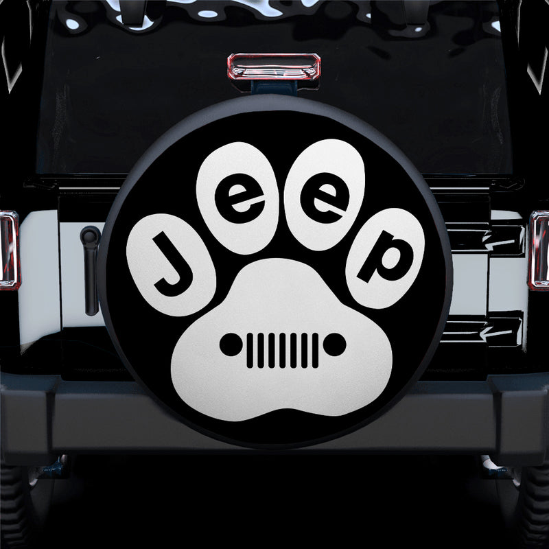 White Jeep Paw Car Spare Tire Covers Gift For Campers