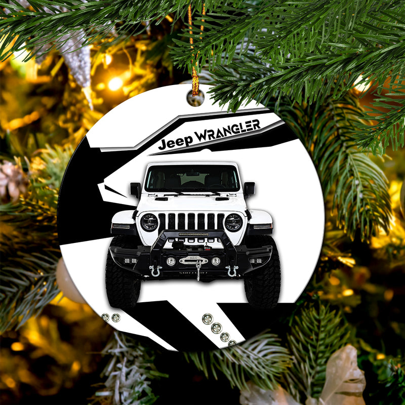 White Jeep Mica Ornament Perfect Gift For Holiday Nearkii