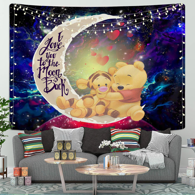 Winnie The Pooh Moon And Back Galaxy Tapestry Room Decor Nearkii