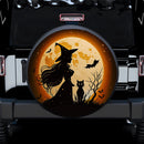 Witch Shadow With Cat Fly Halloween Style Car Spare Tire Covers Gift For Campers Nearkii