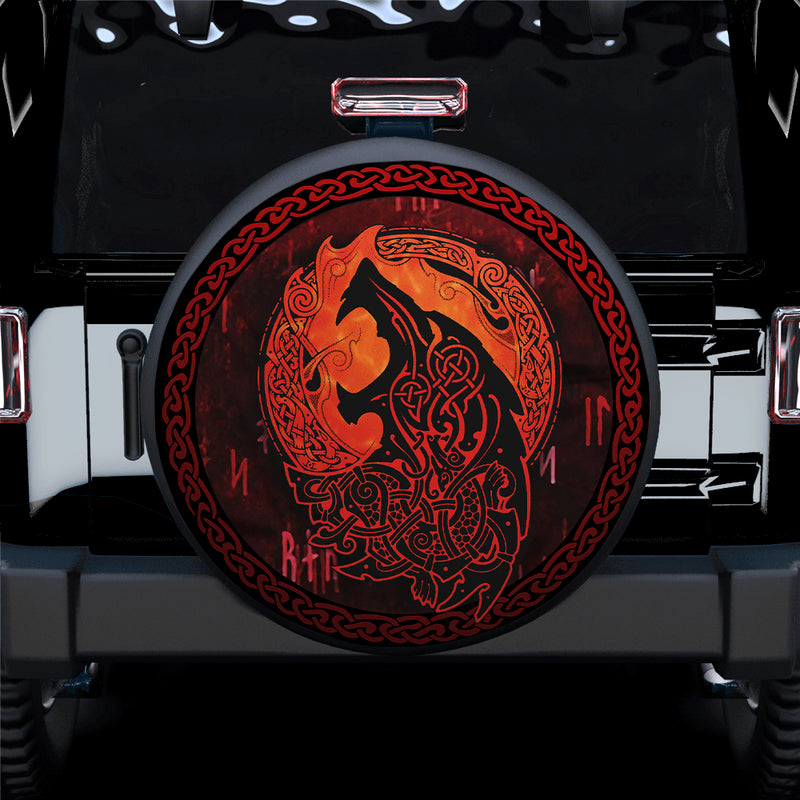 Viking Wolf Art Car Spare Tire Cover Gift For Campers Nearkii